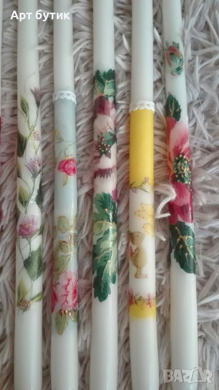 Декорирани свещи за Кръщене с различни мотиви, снимка 1