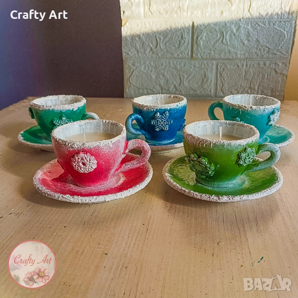 Соева свещ в порцеланова чашка за Коледа, снимка 1