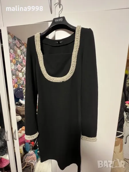 Официална черна рокля с перлички , снимка 1