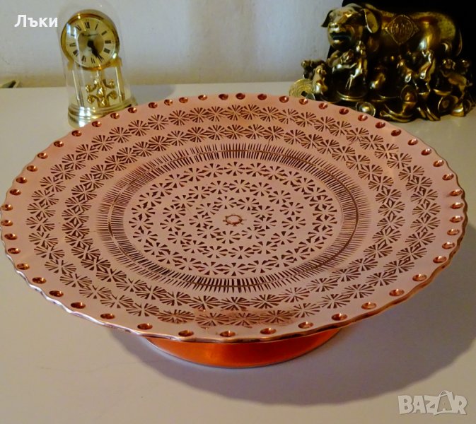 Медна фруктиера 2 кг.,меден поднос за торта. , снимка 1