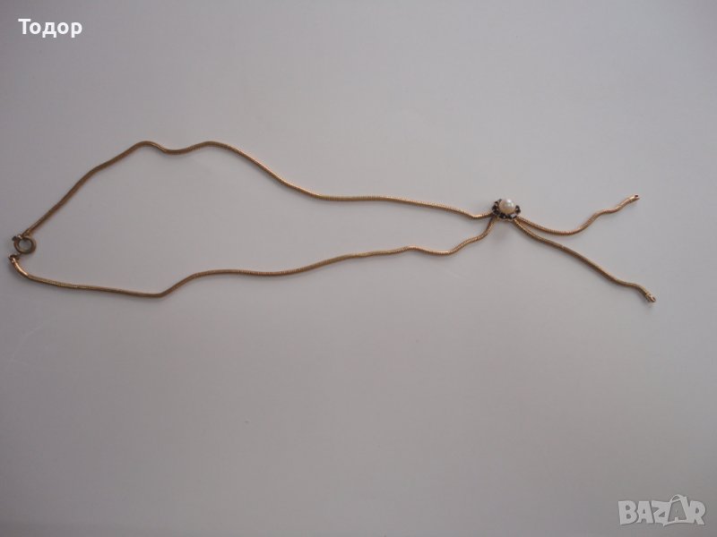 Позлатено колие с камъни и перла , снимка 1