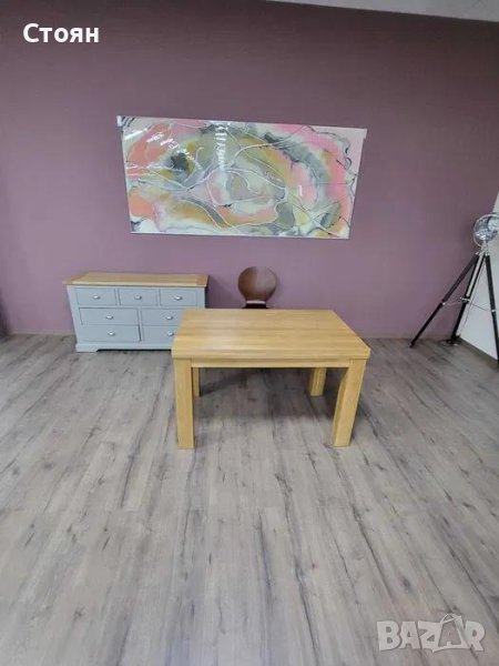 Малка дървена трапезна маса от 100 % дъб, снимка 1