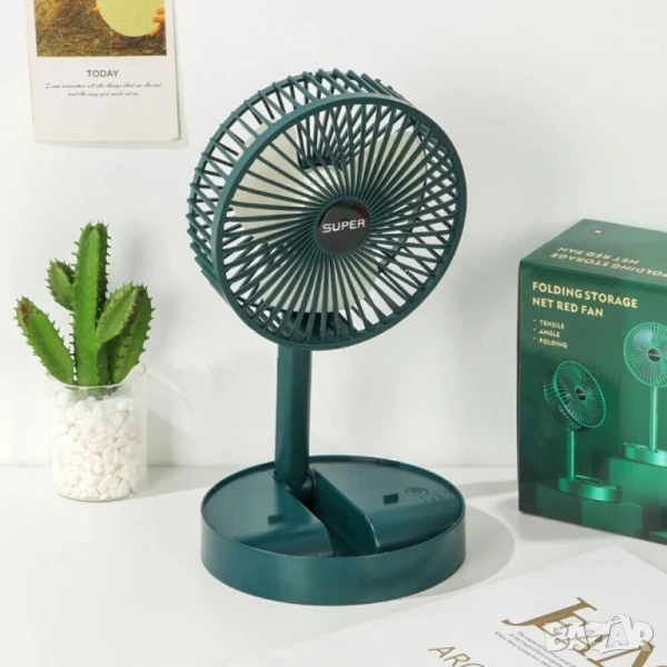 Преносим сгъваем настолен вентилатор с USB зареждане и акумулаторна батерия, снимка 1