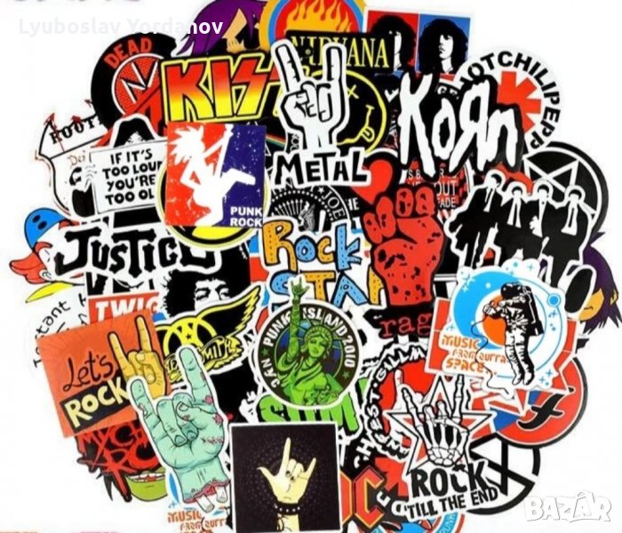 Водоустойчиви стикери 50/100 бр. Rock,Metal,Bands,Punk/Рок,Метал,Банди, снимка 1