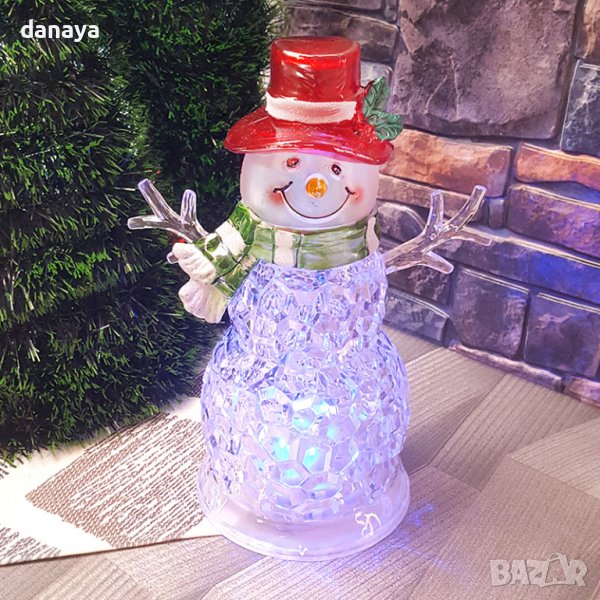 3182 Светеща коледна украса Весел Снежко, 24 см, снимка 1