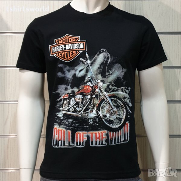 Нова мъжка тениска с дигитален печат HARLEY DAVIDSON, мотори, Call of the Wild, снимка 1