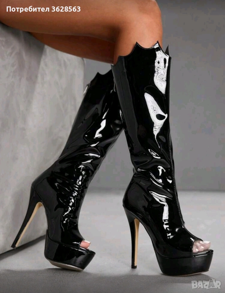 Черни лачени ботуши , снимка 1