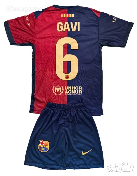 Детски футболен екип Барселона Гави комплект Barcelona тениска Gavi , снимка 1