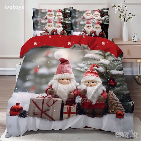 Двулицев коледен спален комплект (Реално изображение), 6 части - Модел WS17150, снимка 1