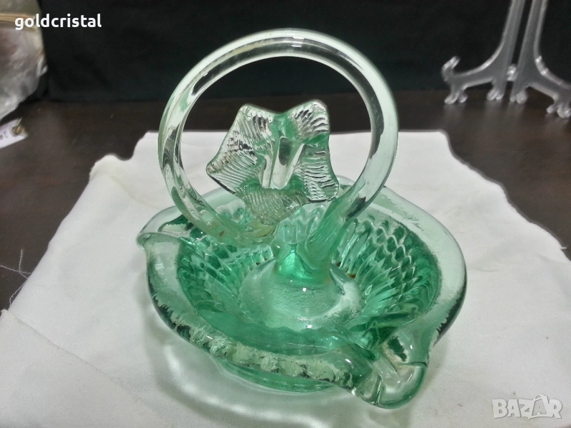 Стар стъклен пепелник ръчна изработка , снимка 1