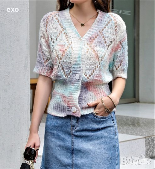 Нежна блуза акрил, Елегантна жилетка, Пъстра жилетка плетиво, снимка 1