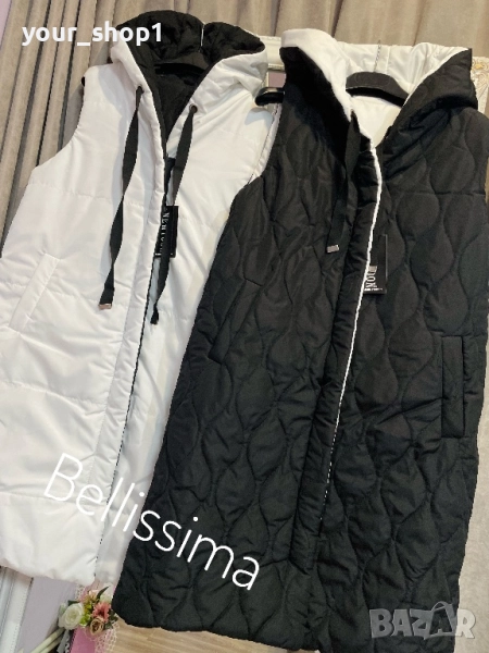 Двулицева дълга грейка елек черно бяло , снимка 1