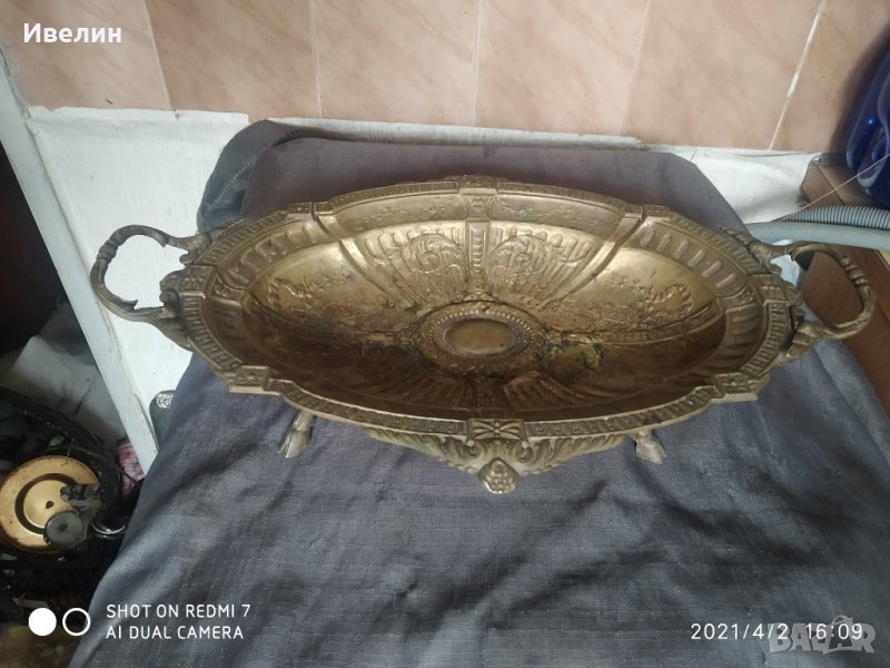 посребрена метална купа арт деко, снимка 1