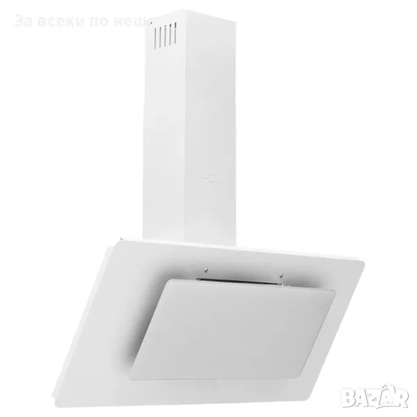 Стенен абсорбатор, 90 см, инокс и закалено стъкло, бял, снимка 1