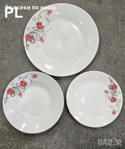 Сервиз от 18 части за хранене Red кръгли, снимка 1