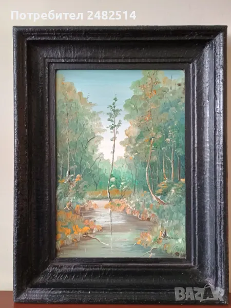 Живопис Импресия. Стара маслена картина с масивна дървена рамка, снимка 1