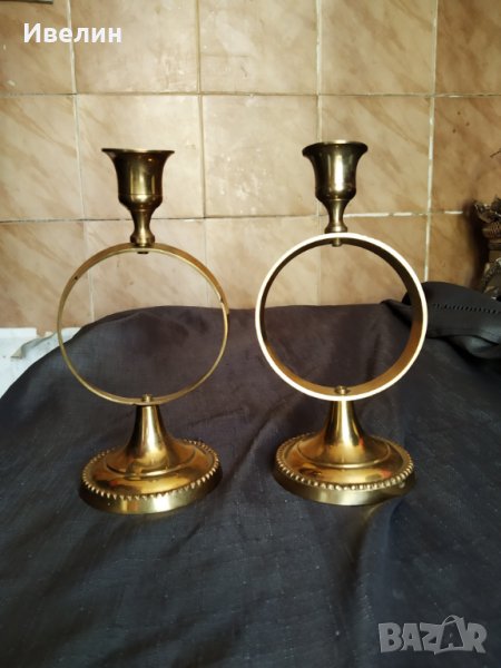 два месингови свещници-комплект, снимка 1