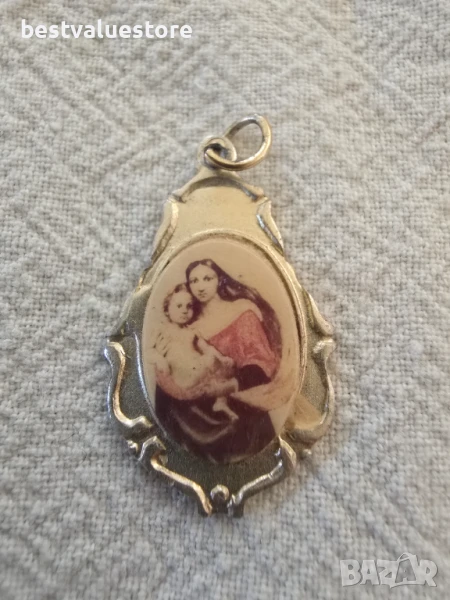 Висулка Медальон Дева Мария С Младенеца, снимка 1