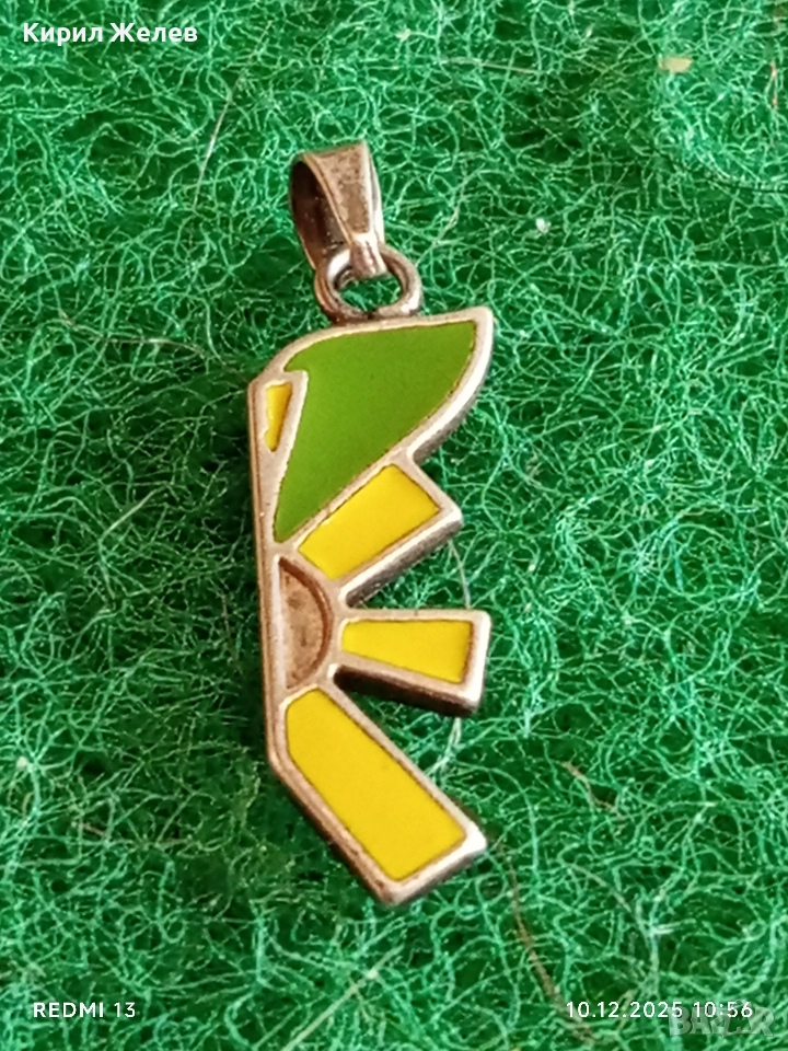 Сребърна висулка с емайл Арт деко винтидж стил 52350, снимка 1