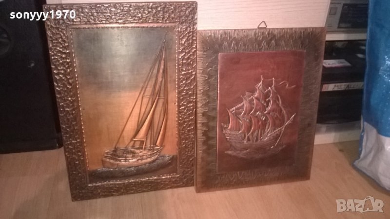 картини мед/месинг-фрегата/платноходка-внос швеция, снимка 1