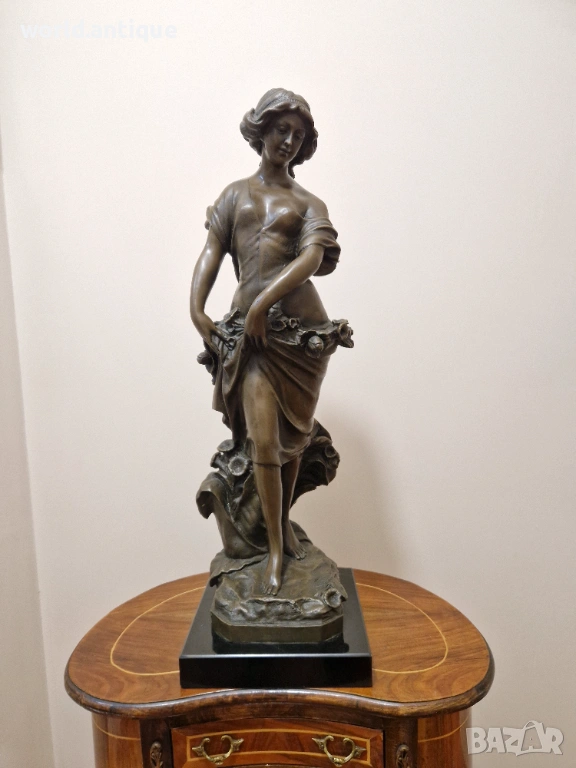 Превъзходна антикварна френска бронзова фигура статуетка скулптура , снимка 1