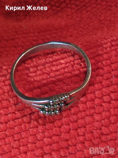 СТАРИНЕН СКЪПОЦЕНЕН с ЦИРКОНИ СРЕБЪРЕН ПРЪСТЕН с ТРИ ПЕЧАТА на МАЙСТОРА и за ПРОБАТА СРЕБРО 40065, снимка 1