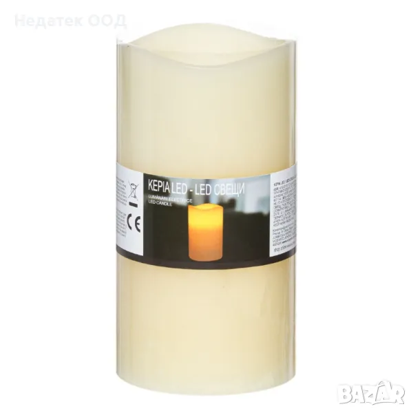 Декоративна, Батерийна LED свещ, Ø8x15cm , снимка 1