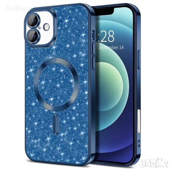 Калъф fixGuard - Luxury Glitter MagSafe - iPhone 16 - Deep Blue, снимка 1