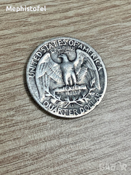 1/4 долар (Quarter Dollar) 1943 г S, САЩ - сребърна монета, снимка 1