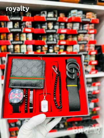 Gucci Мъжки Подаръчен Комплект Сет От 7 Части Нов Гучи 