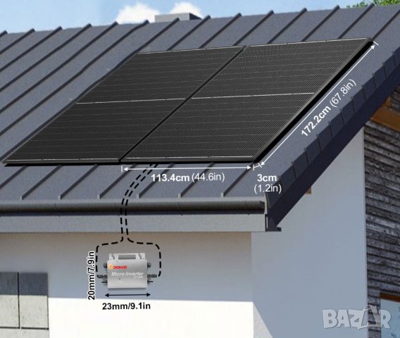 800W Соларна Система Комплект за балкон или покрив, снимка 3 - Други - 43832826