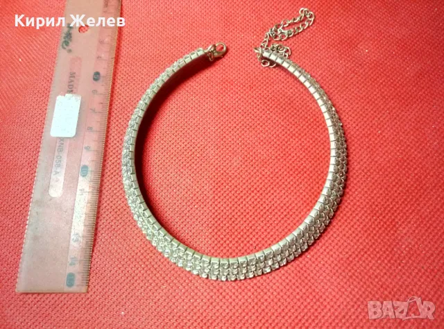 ПОСРЕБРЕНА КРИСТАЛНА РЕТРО АРТ ОГЪРЛИЦА КОЛИЕ 47206, снимка 2 - Колиета, медальони, синджири - 47296068