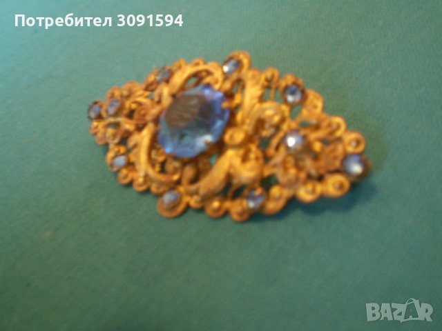 антикварна брошка  сини кристали , снимка 6 - Антикварни и старинни предмети - 37983099