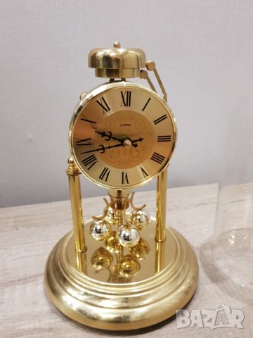 Немски настолен кварцов часовник с колба и с гонг, снимка 2 - Антикварни и старинни предмети - 38333343