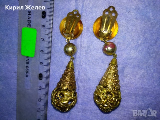 СТАРИ ОРНАМЕНТИРАНИ АЖУРНИ АР НУВО СТИЛ БРОНЗОВИ ОБЕЦИ с ПОЗЛАТА РЕТРО КЛИПС МОДЕЛ 37102, снимка 4 - Антикварни и старинни предмети - 40684798