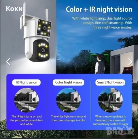 Външна камера за видеонаблюдение с двоен обектив HD Smart Camera YH-A3 (ден/нощ, сензор за движение,, снимка 8 - IP камери - 43971775