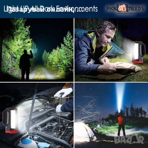 LED фенер преносим с предно и странично светене, 2 лампи х 3W, снимка 3 - Лед осветление - 43055738