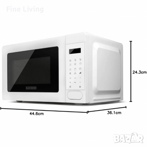 Микровълнова с грил Black+Decker BXMZ701E – 20L, 700W, дигитално управление, автоматични програми и , снимка 6 - Микровълнови - 52096077