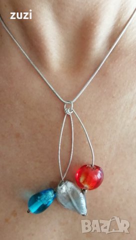Дамско италианско колие с емайл. Сребро 925 , снимка 3 - Колиета, медальони, синджири - 37865103