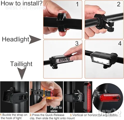 Комплект велосипедни светлини за нощно каране  QANGEL, снимка 6 - Аксесоари за велосипеди - 49751708