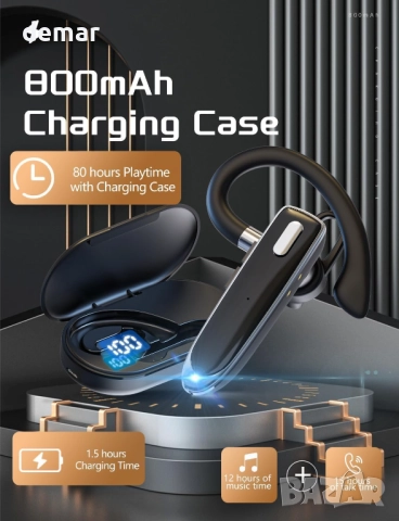 Bluetooth слушалка за едно ухо, Bluetooth слушалка с калъф, микрофон, снимка 6 - Слушалки, hands-free - 52972345