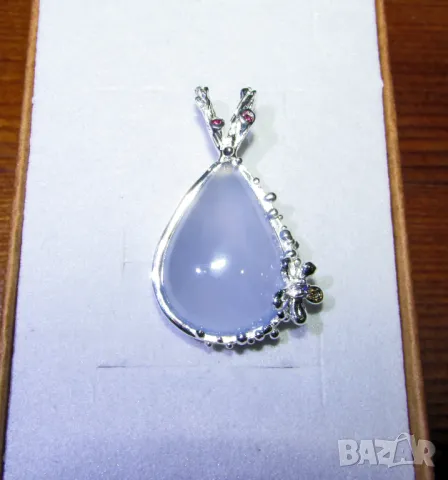 925 сребърно колие с натурален халцедон, 13карата,  подходящо за подарък, снимка 1