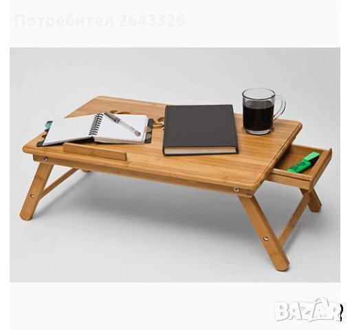 Бамбукова масичка за лаптоп с охладител, снимка 2 - Маси - 28528276