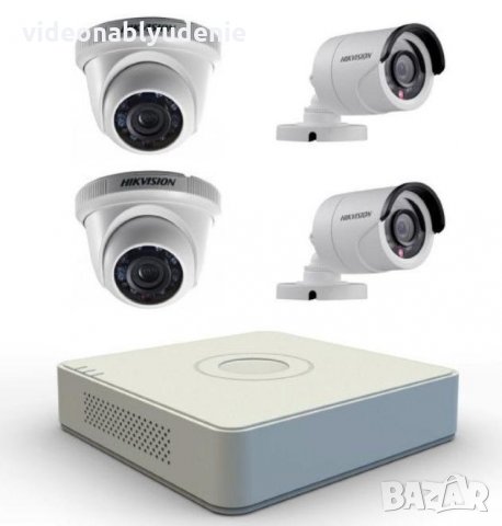 Мегапикселов HD Комплект за Видеонаблюдение от 4 х Hikvision HD Камери + DVR DS-7104HGHI-F1 Рекордер, снимка 1 - Комплекти за видеонаблюдение - 27218937