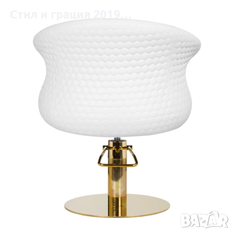 Фризьорски стол Versal Gold - бял/черен, снимка 3 - Фризьорски столове - 44878718