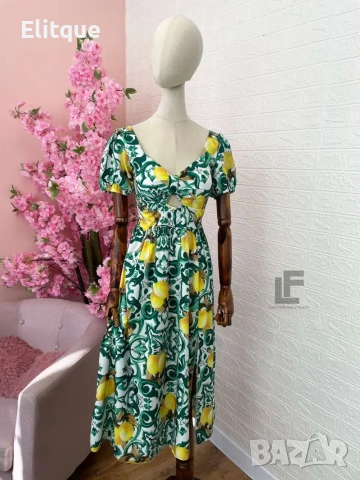 дълга лятна рокля с лимони , снимка 5 - Рокли - 53580044