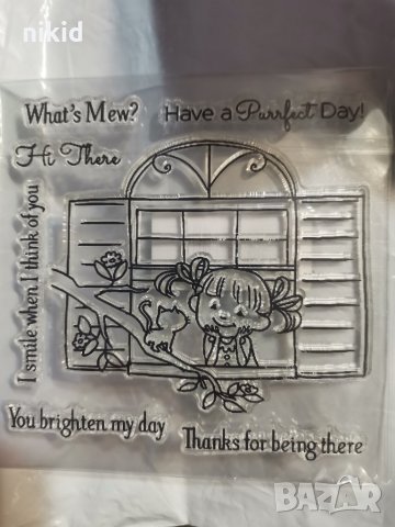 Момиченце през прозорец силиконов гумен печат декор бисквитки фондан Scrapbooking, снимка 2 - Други - 32318714