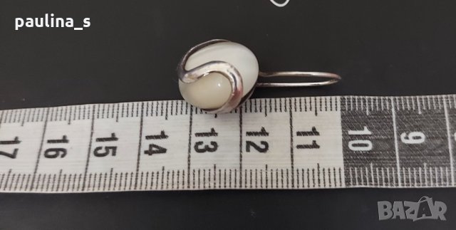 Ретро / Антика / Сребърни обеци с бяло котешко око проба 925 на СБХ , снимка 5 - Антикварни и старинни предмети - 32554710