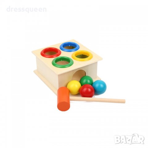 3568 Дървена играчка с топчета и чукче, снимка 4 - Образователни игри - 37816918