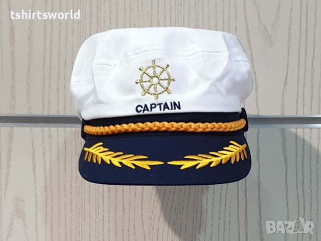 Нова бяла капитанска шапка CAPTAIN с Рул, Унисекс, снимка 4 - Шапки - 37728673